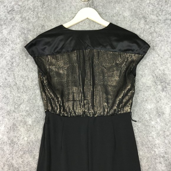 Narciso Rodriguez Dress XS Sequin Black Faux Wrap Cocktail Evening Party Satin - Picture 14 of 16